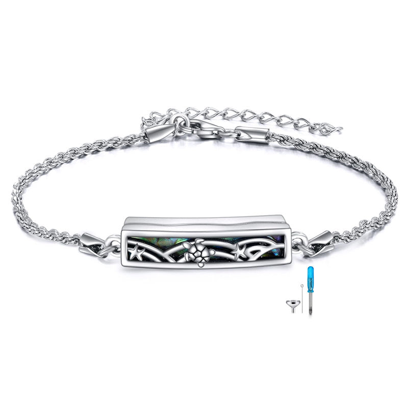 Urn Bracelet for Ashes 925 Sterling Silver Abalone Shell Hummingbird Dragonfly Butterfly Cremation Jewelry for Ashes Keepsake