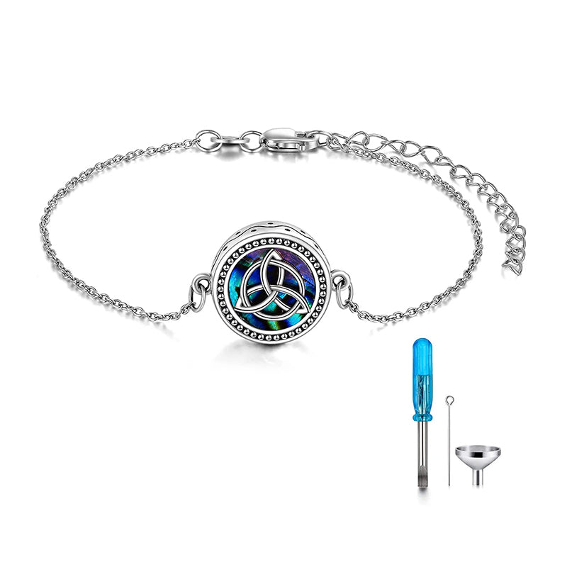 Celtic Knot Urn Bracelet for Ashes 925 Sterling Silver Cremation Keepsake Pendant Locket Bracelet for Women Mom