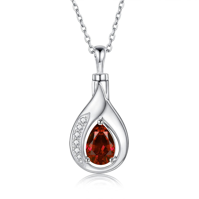 Teardrop Urn Necklace for Ashes Sterling Silver Crystal Cremation Memorial Keepake Funeral Necklace Jewelry for Women