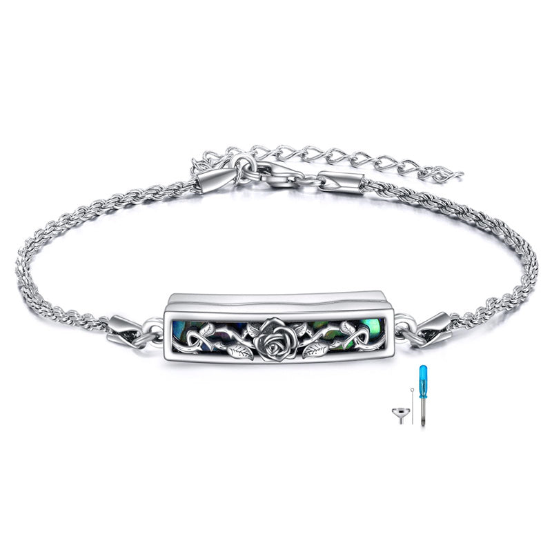 Urn Bracelet for Ashes 925 Sterling Silver Abalone Shell Hummingbird Dragonfly Butterfly Cremation Jewelry for Ashes Keepsake