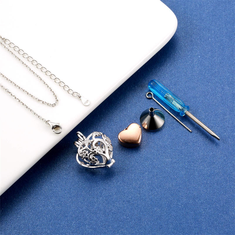 925 Sterling Silver Cremation Urn Memorial Pendant Necklace with Hollow Urn Cremation Jewelry for Ashes