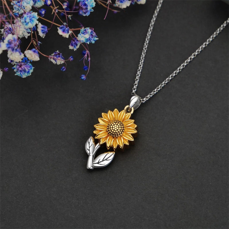 925 Sterling Silver Sunflower Daisy Urn Necklace Keepsake Ashes Cremation Hair Memorial Jewelry