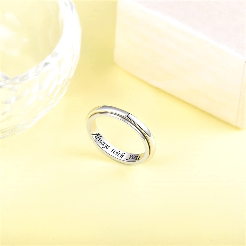 Sterling Silver Spinner Ring Fidget Anxiety Worry Relieving Boredom ADHD Autism Band Rings for Women Men