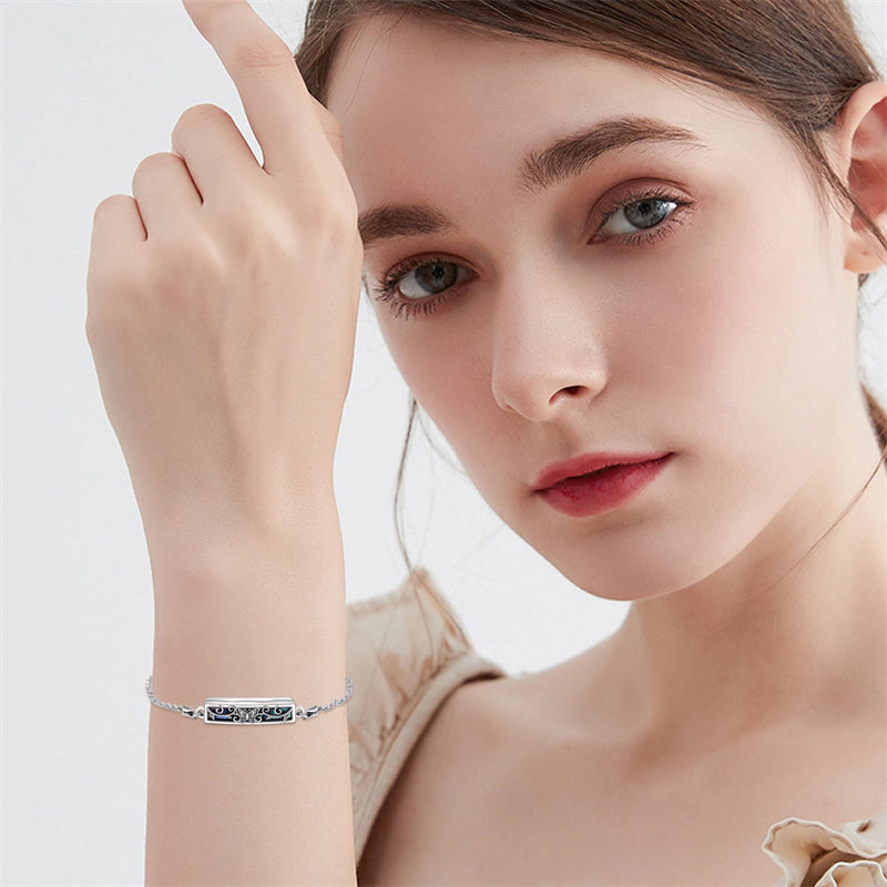 Urn Bracelet for Ashes 925 Sterling Silver Abalone Shell Hummingbird Dragonfly Butterfly Cremation Jewelry for Ashes Keepsake