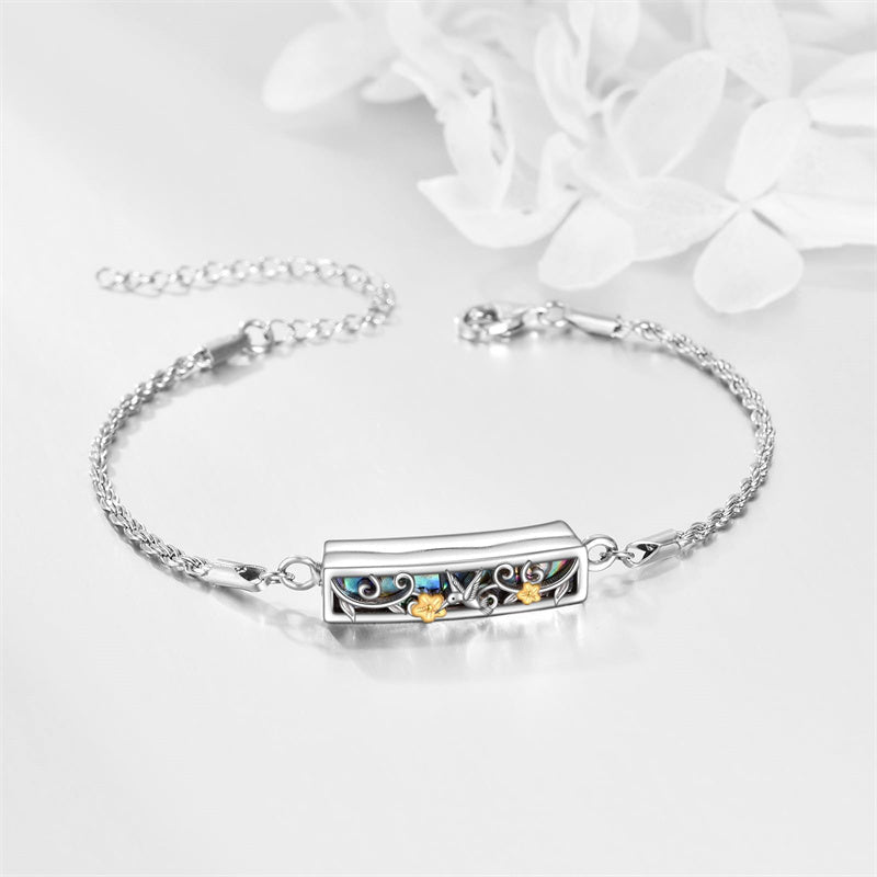 Urn Bracelet for Ashes 925 Sterling Silver Abalone Shell Hummingbird Dragonfly Butterfly Cremation Jewelry for Ashes Keepsake