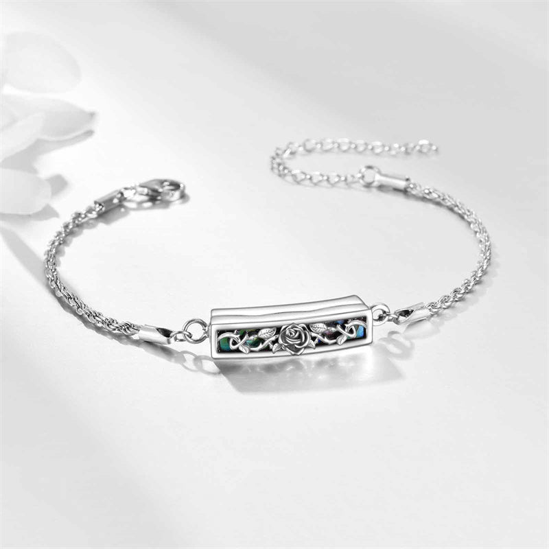 Urn Bracelet for Ashes 925 Sterling Silver Abalone Shell Hummingbird Dragonfly Butterfly Cremation Jewelry for Ashes Keepsake