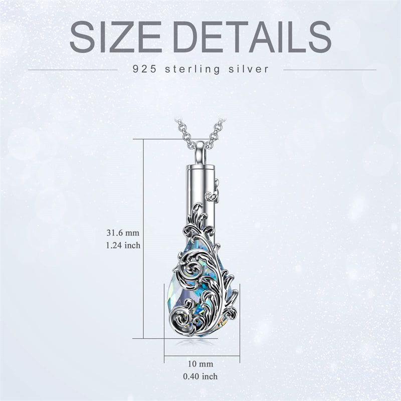 Sterling Silver Rose/Butterfly/Sunflower Flower Cremation Necklace For Ashes,Crystal Urn Necklace For Ashes For Women Memorial Jewelry