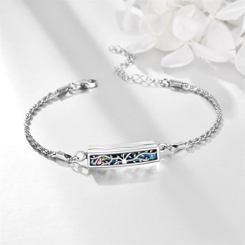 Urn Bracelet for Ashes 925 Sterling Silver Abalone Shell Hummingbird Dragonfly Butterfly Cremation Jewelry for Ashes Keepsake