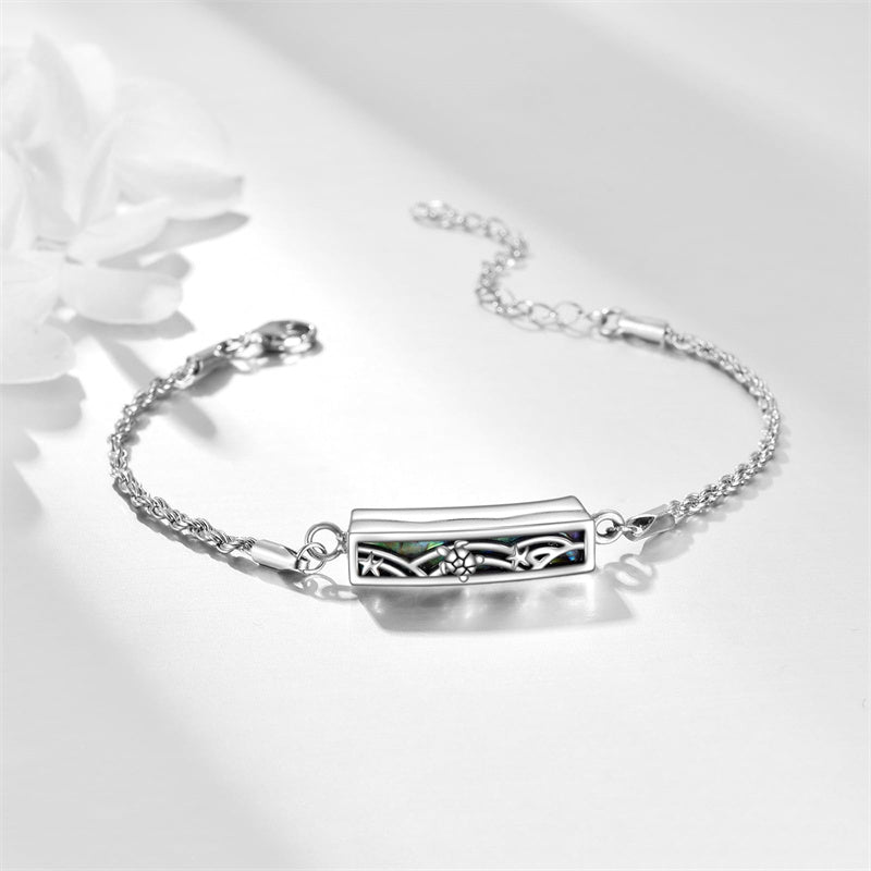 Urn Bracelet for Ashes 925 Sterling Silver Abalone Shell Hummingbird Dragonfly Butterfly Cremation Jewelry for Ashes Keepsake