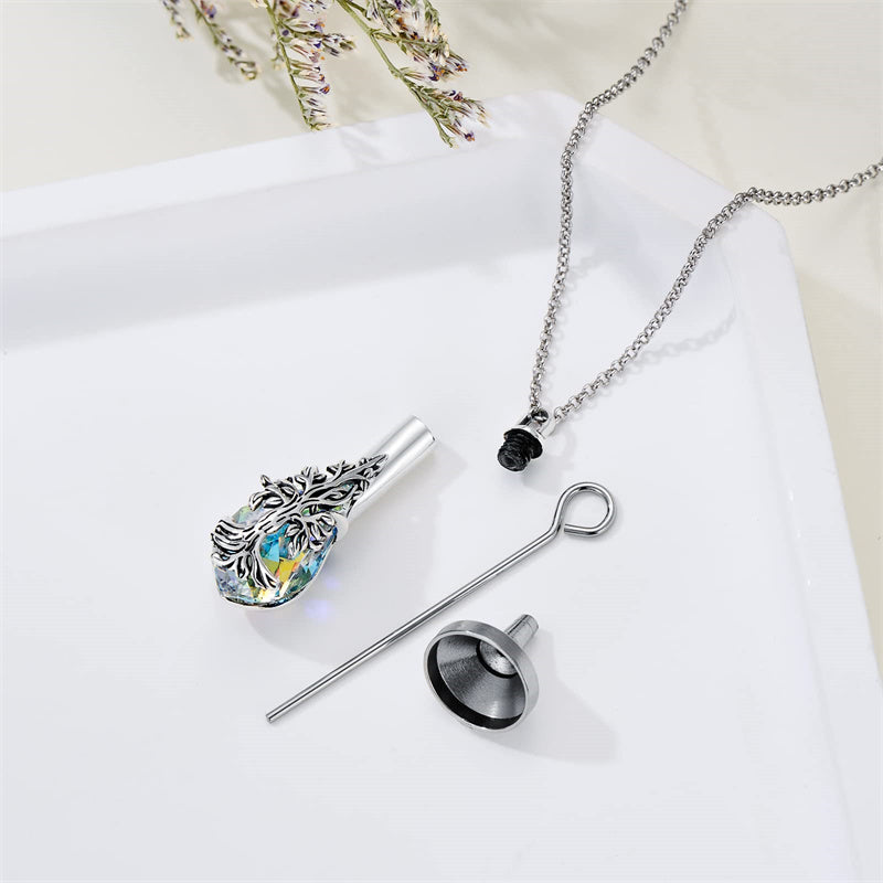 Sterling Silver Rose/Butterfly/Sunflower Flower Cremation Necklace For Ashes,Crystal Urn Necklace For Ashes For Women Memorial Jewelry