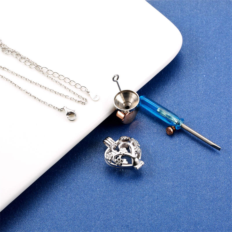 925 Sterling Silver Cremation Urn Memorial Pendant Necklace with Hollow Urn Cremation Jewelry for Ashes