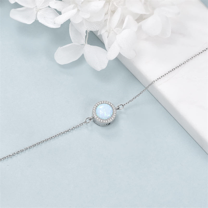 Opal Urn Bracelet For Ashes 925 Sterling Silver Opal Cremation Keepsake Pendant Locket Bracelet For Women Mom
