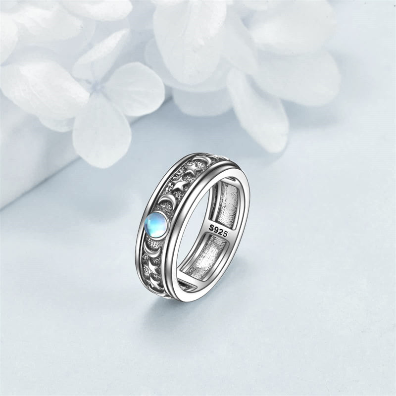 Sterling Silver Anxiety Spinner Rings Rotatable Mood Rings for Women Relieve Stress Gift