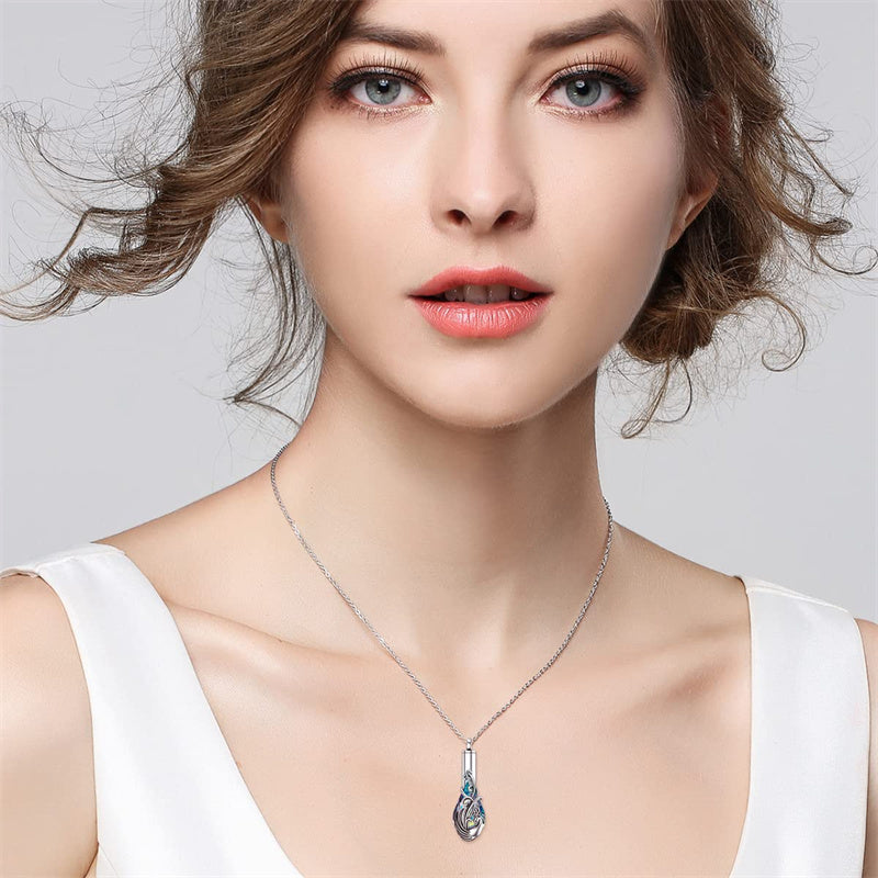 Sterling Silver Rose/Butterfly/Sunflower Flower Cremation Necklace For Ashes,Crystal Urn Necklace For Ashes For Women Memorial Jewelry