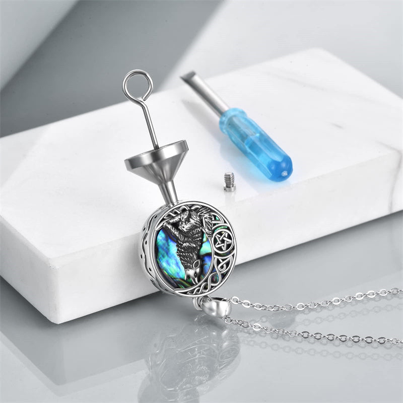 Urn Necklace for Ashes Sterling Silver Wolf Urn Pendant Cremation Jewelry Memorial Gifts for Women Men