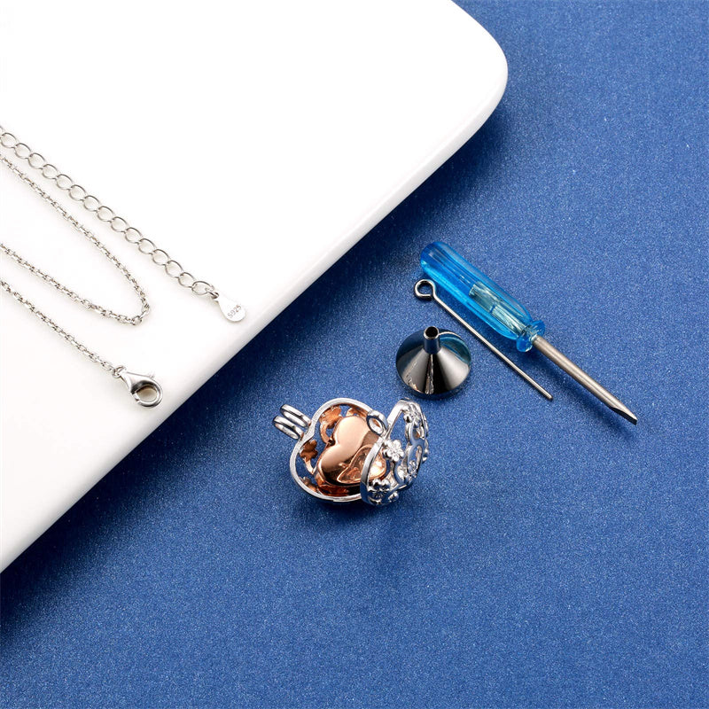 925 Sterling Silver Cremation Urn Memorial Pendant Necklace with Hollow Urn Cremation Jewelry for Ashes