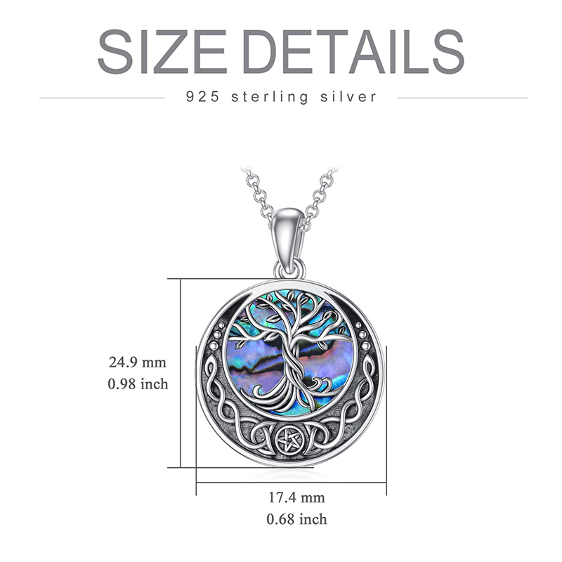 Tree of Life Urn Necklaces for Ashes Sterling Silver Abalone Shell Tree of Life Cremation Jewelry Memory Jewelry for Women Men