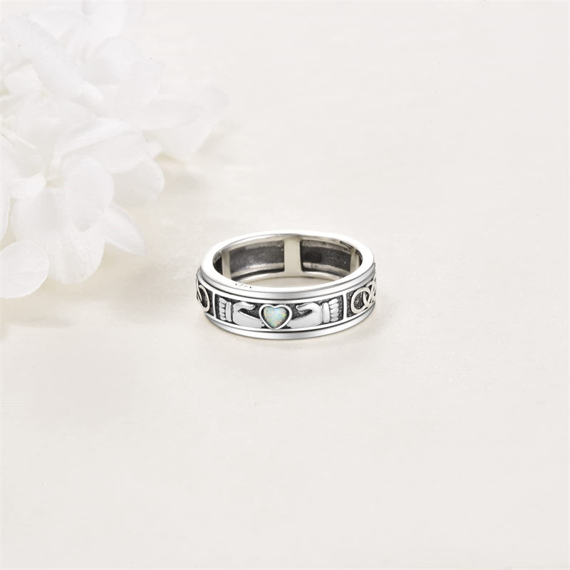 Sterling Silver Anxiety Spinner Rings Rotatable Mood Rings for Women Relieve Stress Gift