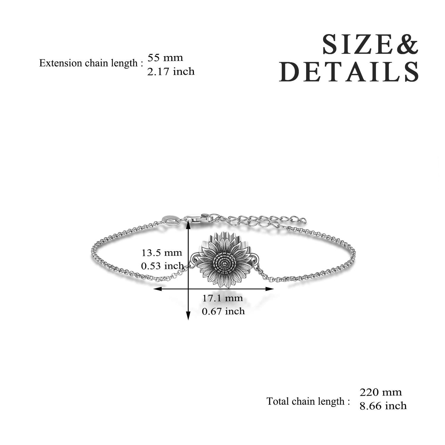 Sunflower Bracelet for Ashes 925 Sterling Silver Sunflower Cremation Keepsake Pendant Locket Bracelet for Women Mom