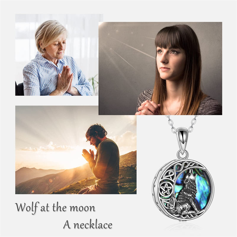 Urn Necklace for Ashes Sterling Silver Wolf Urn Pendant Cremation Jewelry Memorial Gifts for Women Men