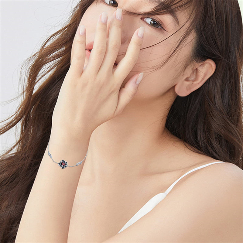 Rose Urn Bracelet 925 Sterling Silver Flower Cremation Urn Bracelet for Ashes Memorial Jewelry Gift for Women