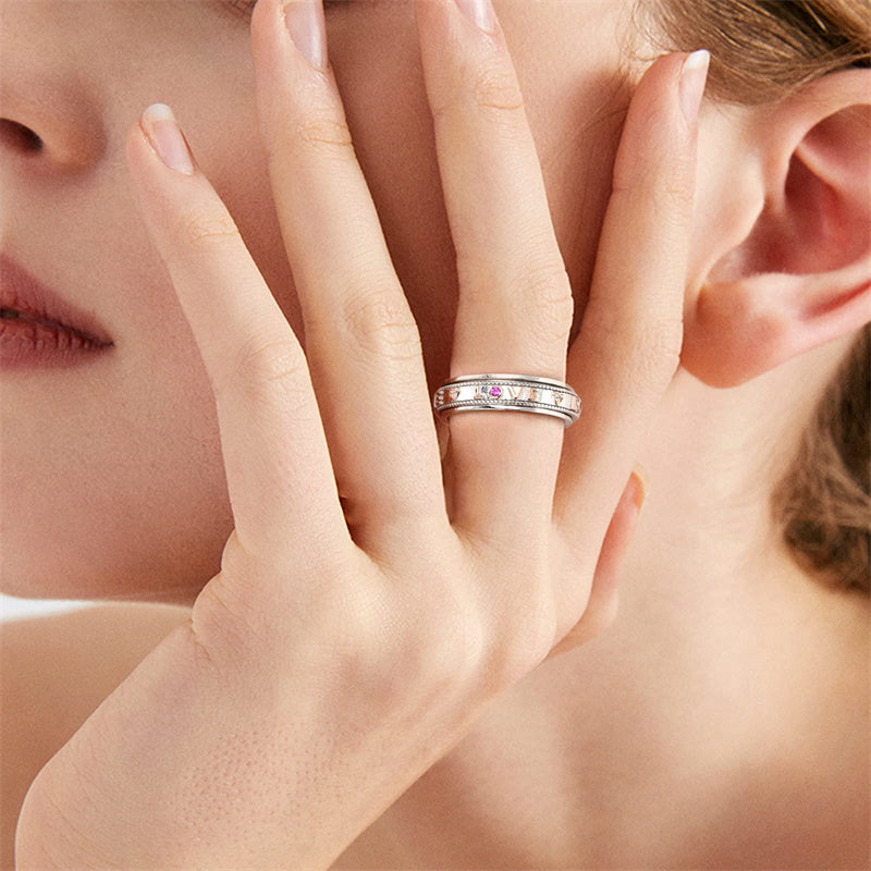 Love Fidget Ring Spinner Ring for Anxiety Women Men Girlfriend Daughter Teen Girl Real S925 Sterling Silver Band Ring