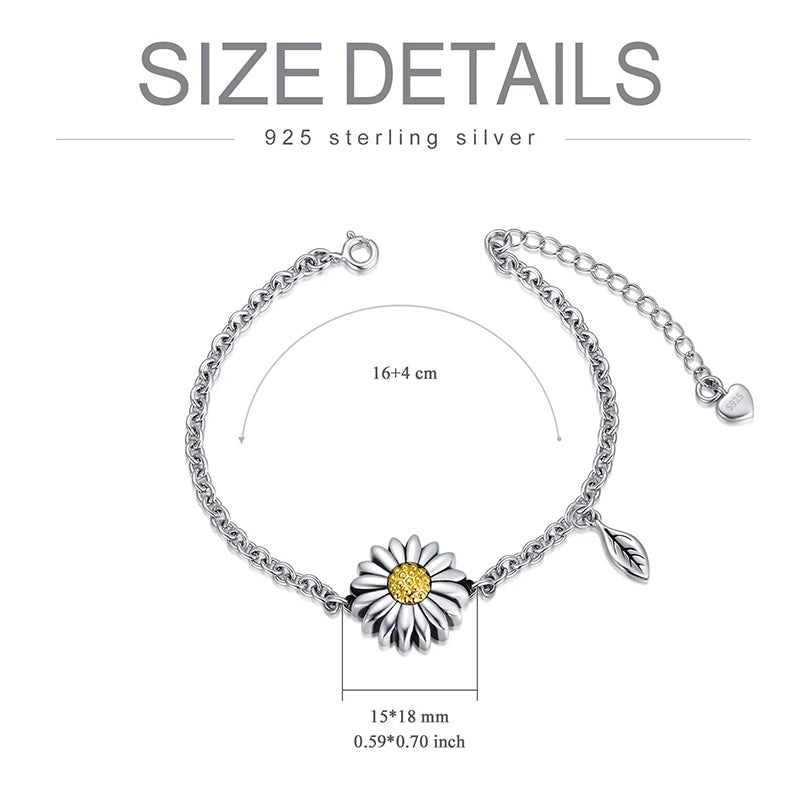 Sunflower Cremation Jewelry 925 Sterling Silver Urn Bracelet Ashes Keepsake Hair Memorial Link Chain Always in My Heart Locket for Women Mom