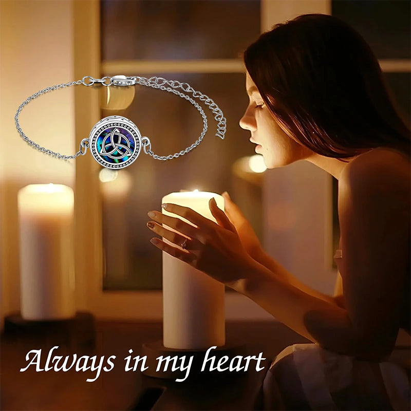 Celtic Knot Urn Bracelet for Ashes 925 Sterling Silver Cremation Keepsake Pendant Locket Bracelet for Women Mom