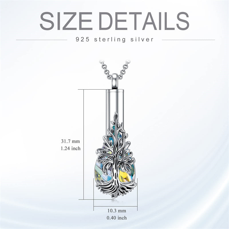 Sterling Silver Rose/Butterfly/Sunflower Flower Cremation Necklace For Ashes,Crystal Urn Necklace For Ashes For Women Memorial Jewelry