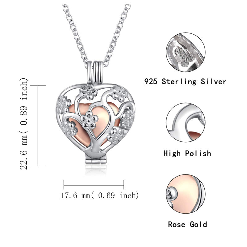 925 Sterling Silver Cremation Urn Memorial Pendant Necklace with Hollow Urn Cremation Jewelry for Ashes