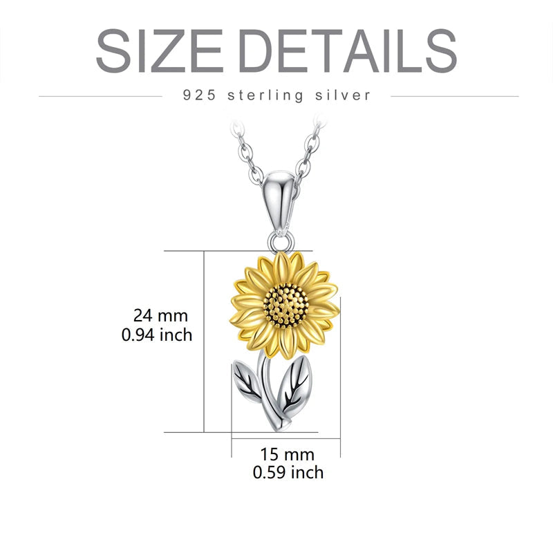 925 Sterling Silver Sunflower Daisy Urn Necklace Keepsake Ashes Cremation Hair Memorial Jewelry