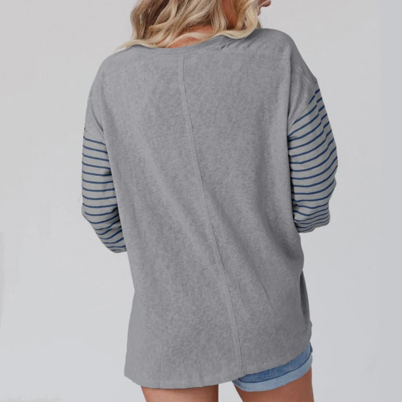 🔥Women’s Trendy Color Block Striped Long Sleeve T-Shirt