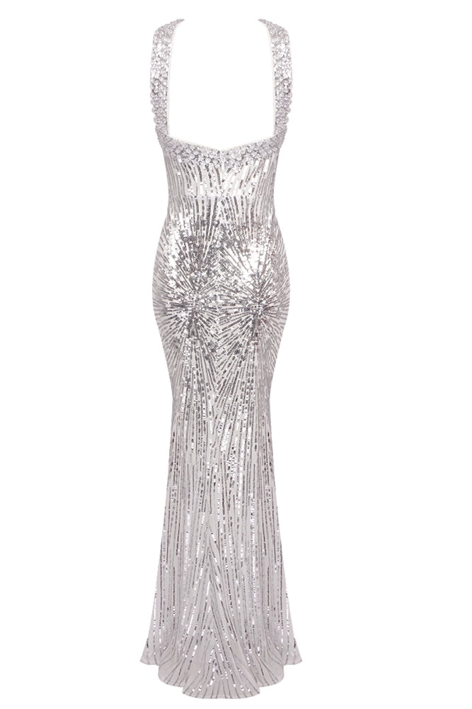 anyfreebie™-Silver sequined halterneck dress-vx