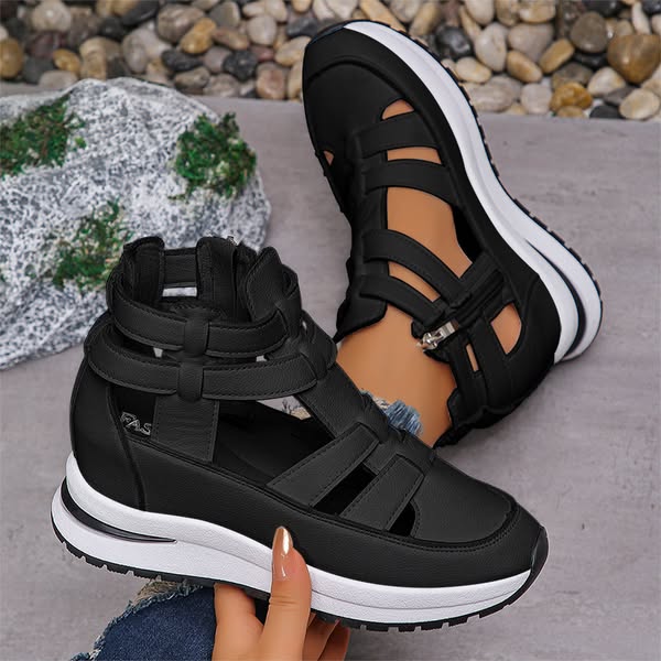 Lightweight wedge sandals with a side zipper for ultimate comfort