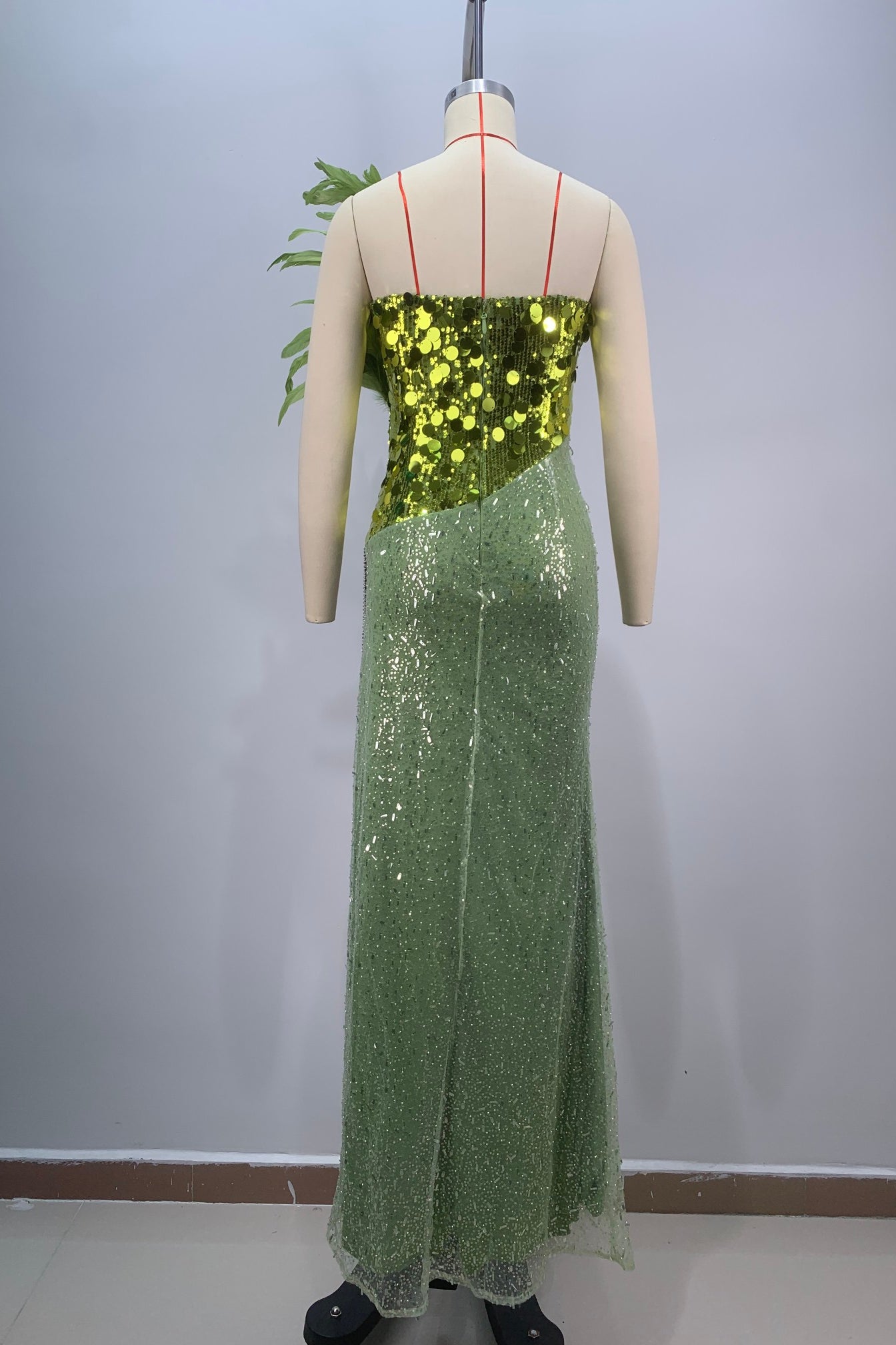 anyfreebie™-Green new heavy feather dress-vx