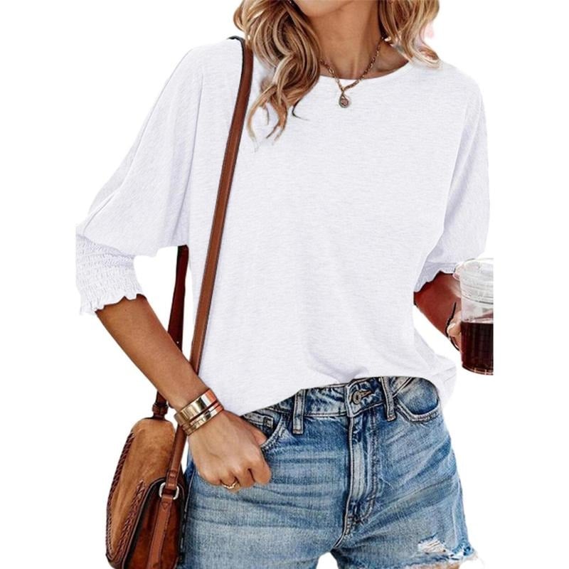 Women's 2025 Fashion Tops 3/4 Sleeve T-Shirts Cute Crewneck Basic Business Tees