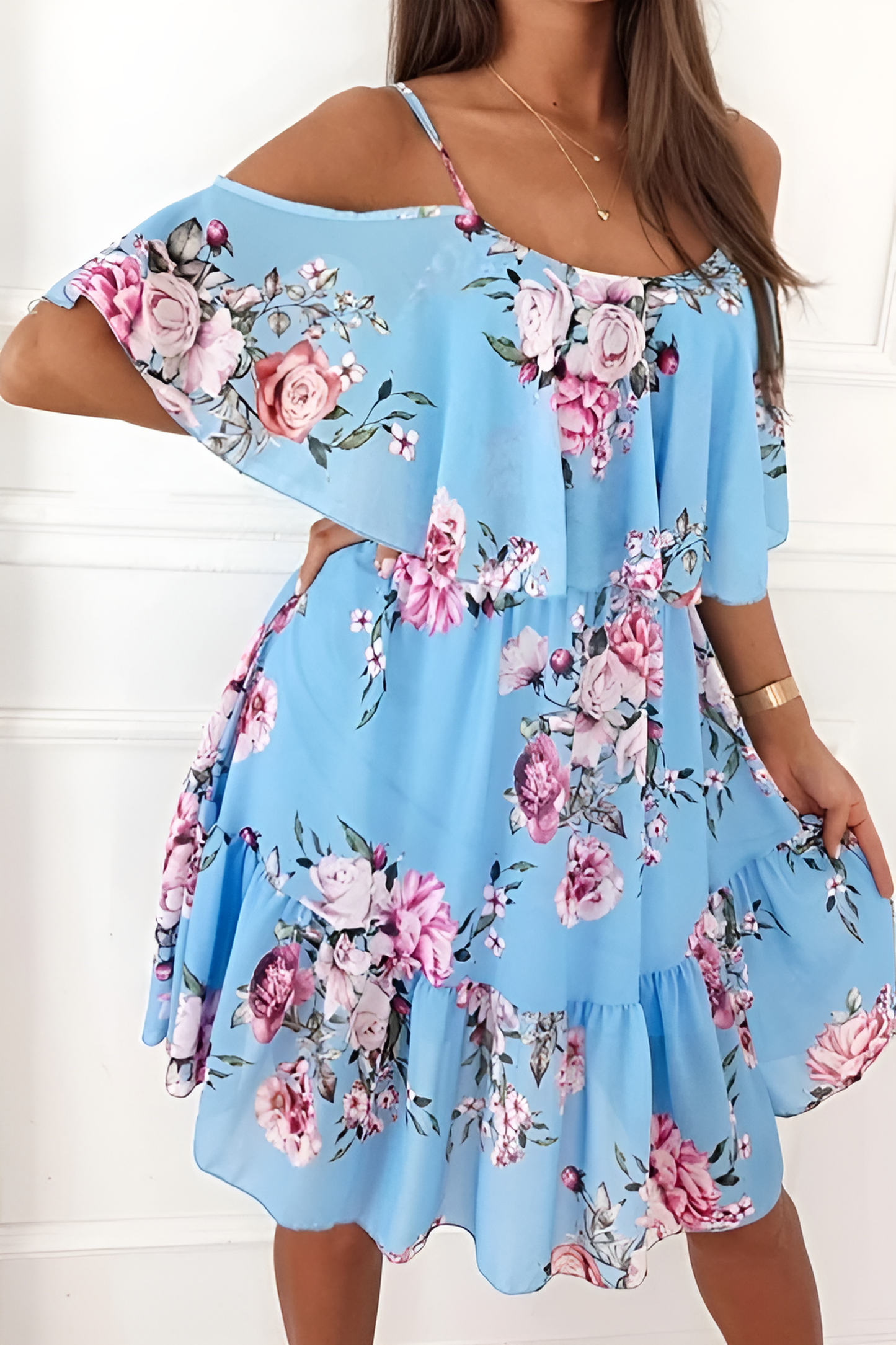 anyfreebie™-Chiffon printed strapless off-shoulder sexy dress