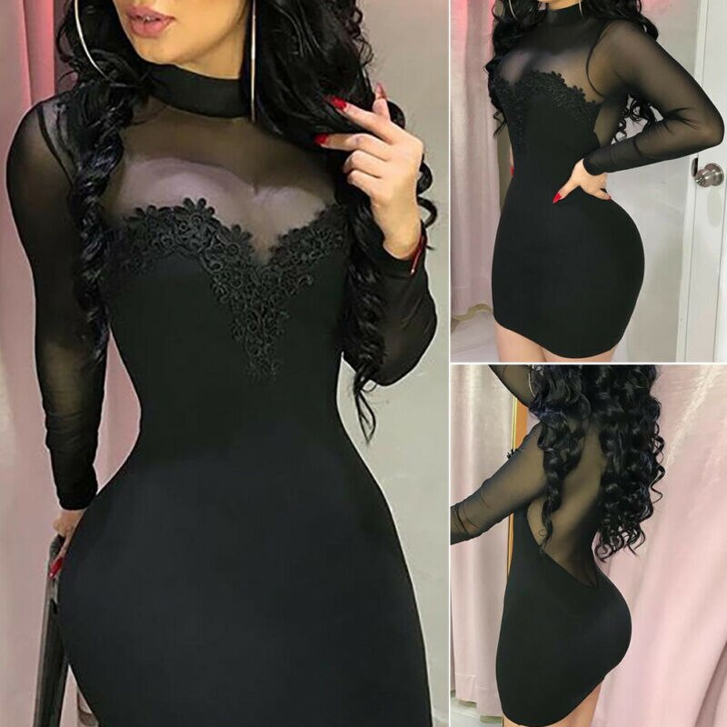 anyfreebie™-Sexy Women Bandage Bodycon Mini Dresses Transparent Strapless Party Female Elegant Mini Dress Chiffon Female Black Vestidos