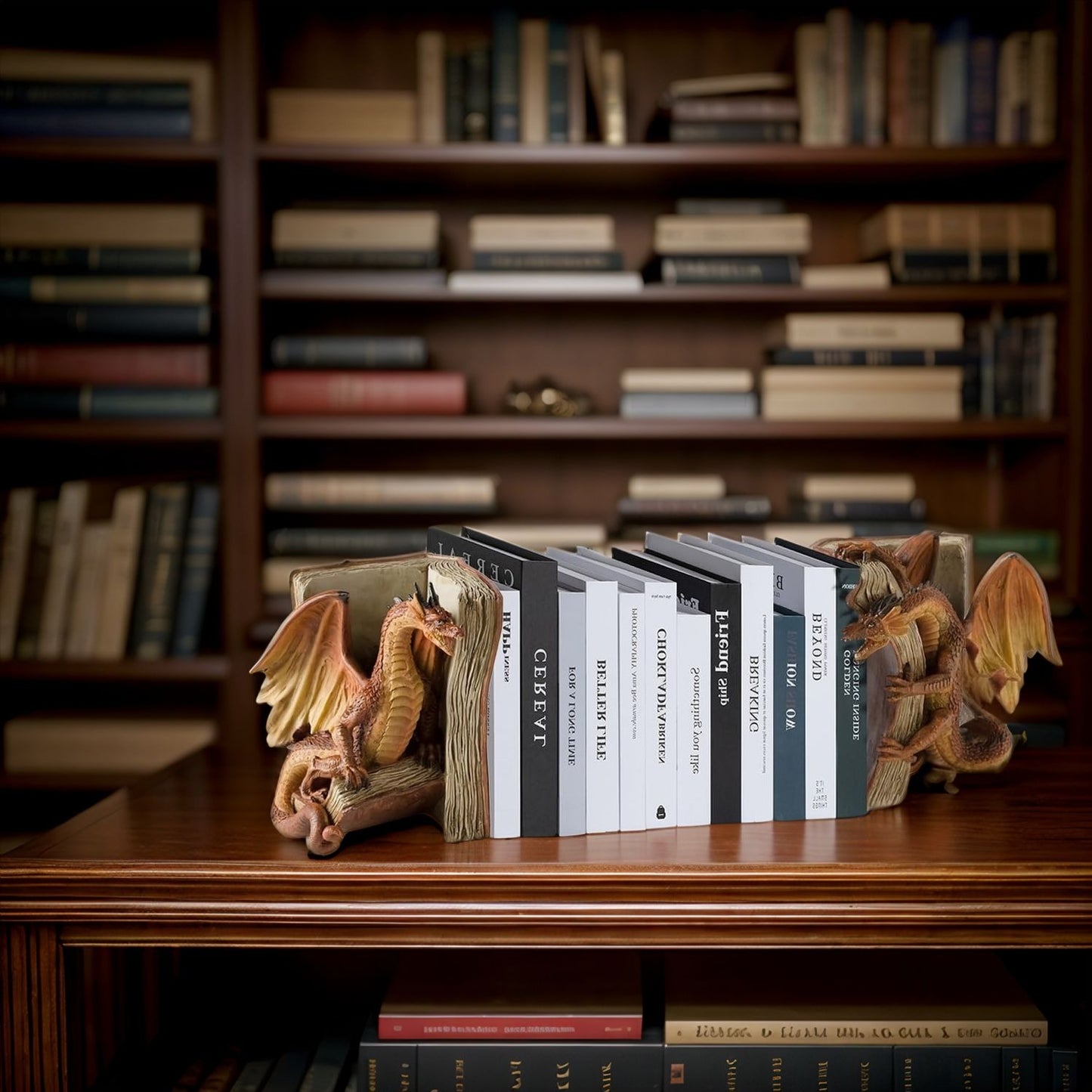 Medieval dragon decorative bookends