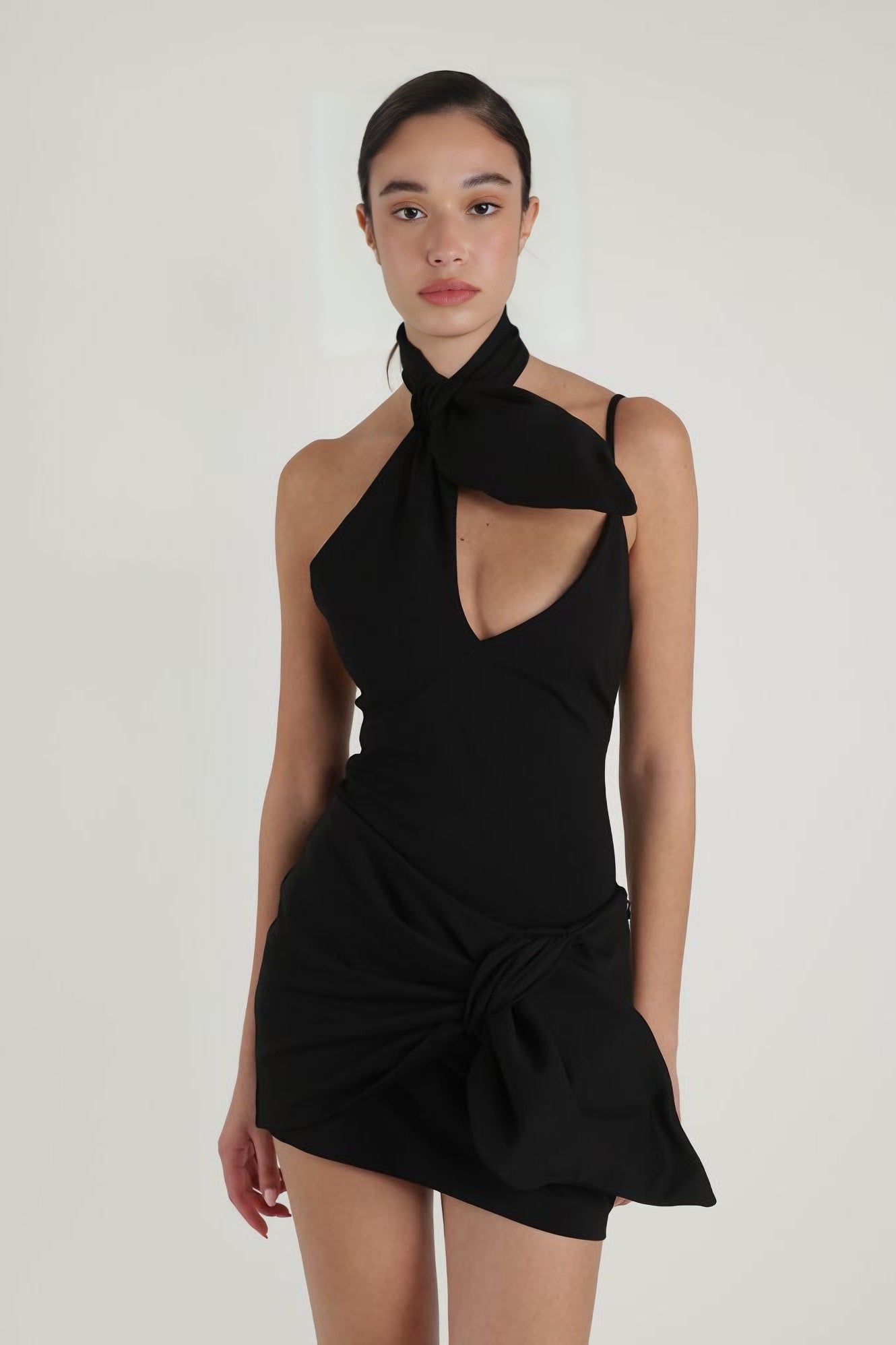 anyfreebie™-Bow tie halter strap evening dress