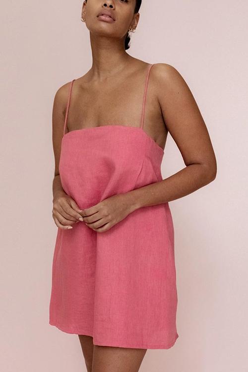 anyfreebie™- Minimalism Linen Slip Mini Dress