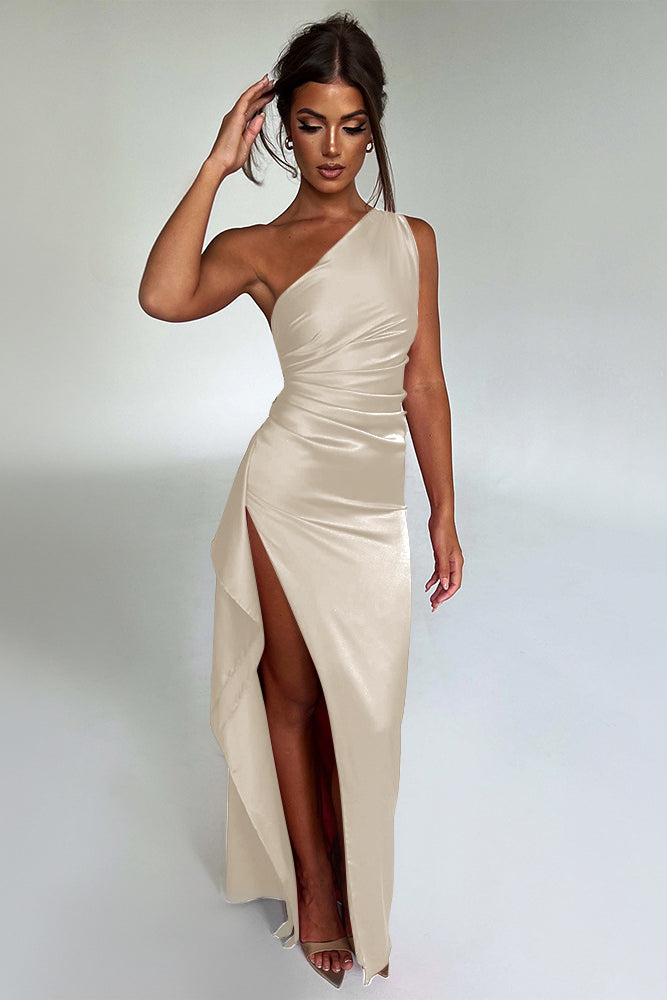 anyfreebie™-Sexy one-shoulder slim-fitting long slit backless dress