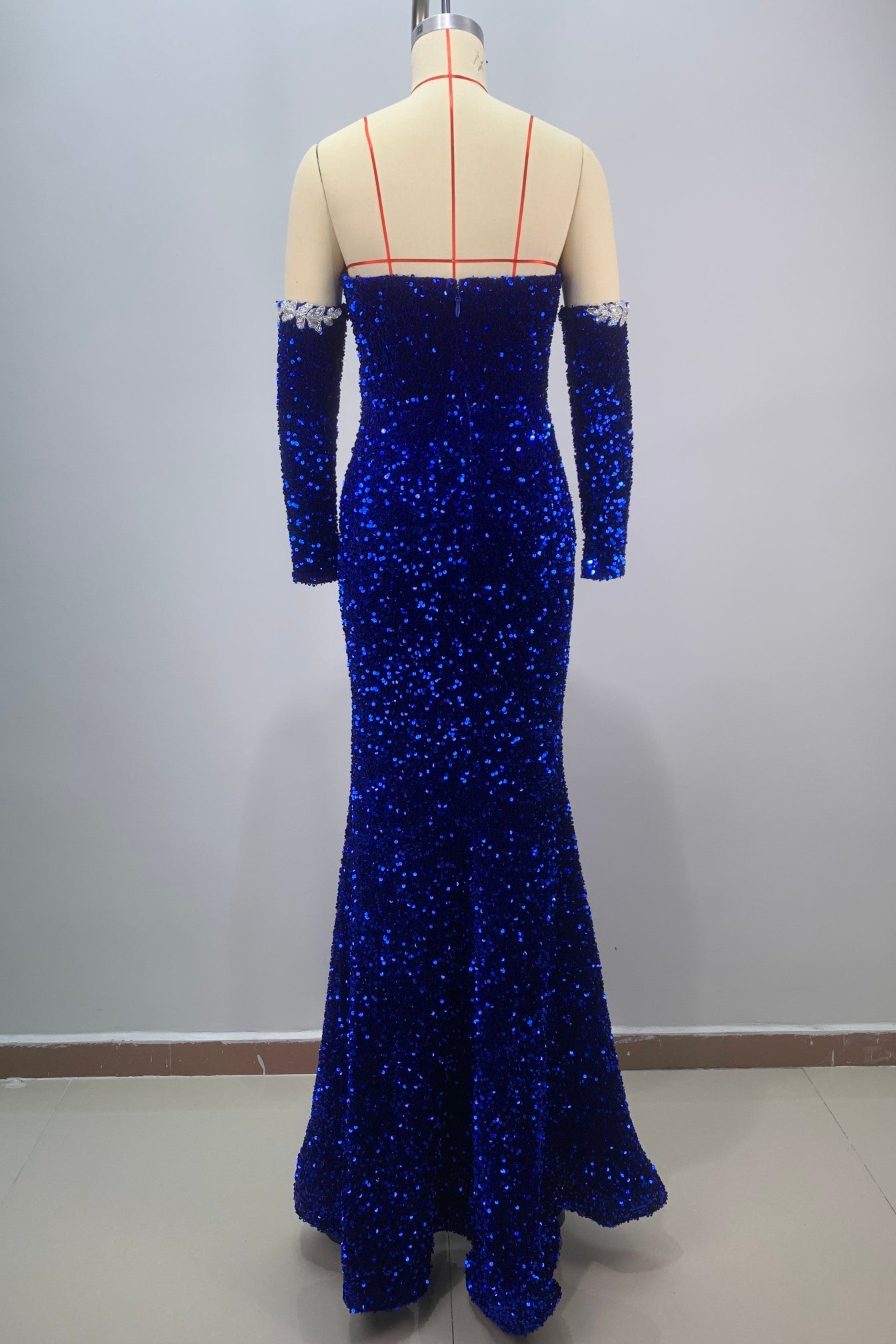 anyfreebie™-Blue tube top jewel new evening dress-vx