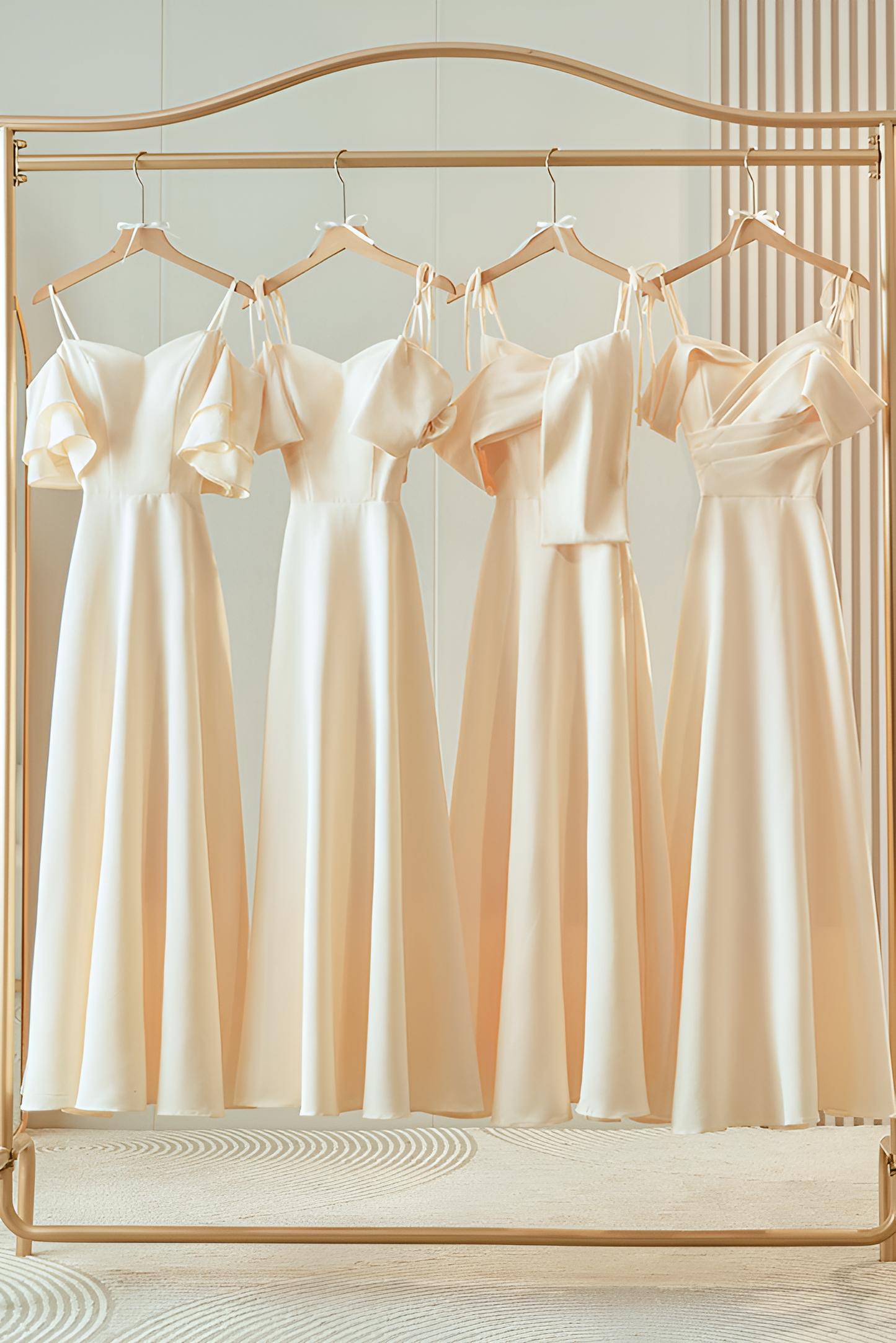 anyfreebie™-Champagne satin bridesmaid dress new temperament high-end dress