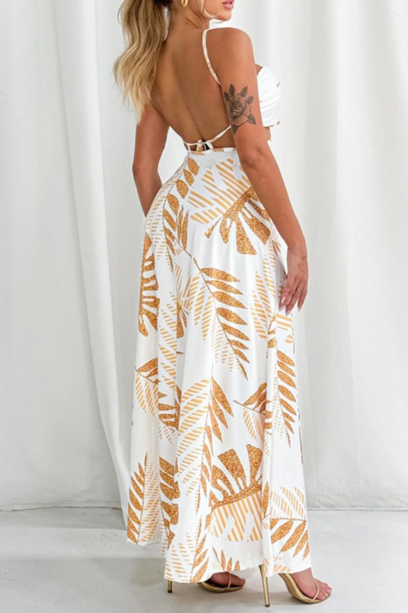 anyfreebie™-Sexy Casual Print Backless Spaghetti Strap Long Dresses