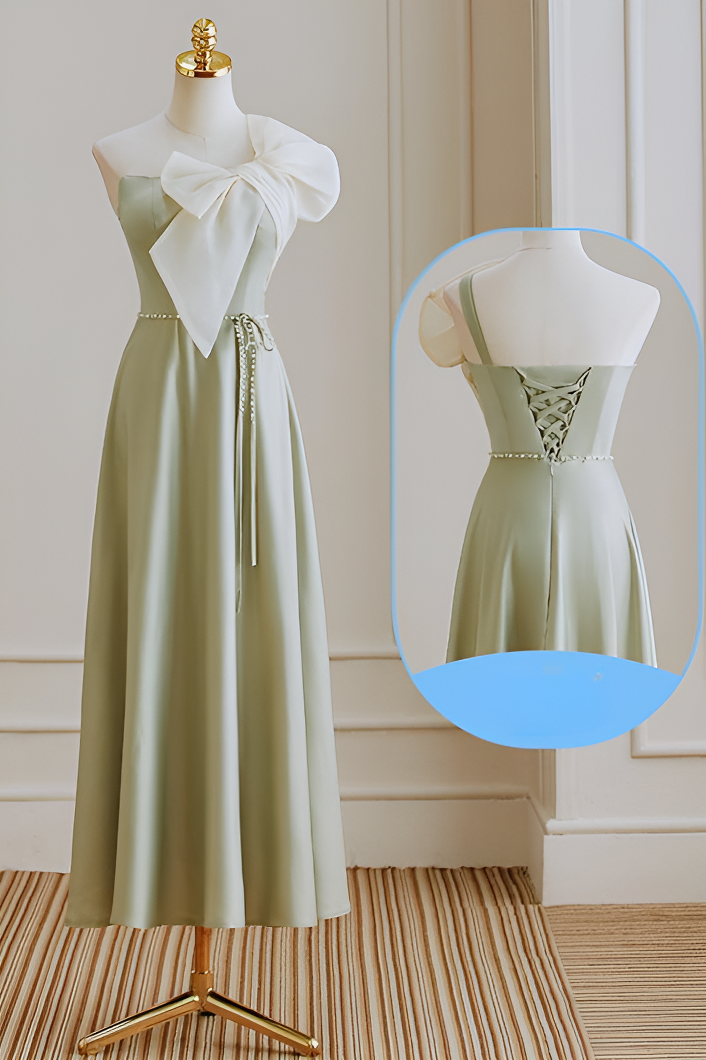 anyfreebie™-Satin bridesmaid dress green dress