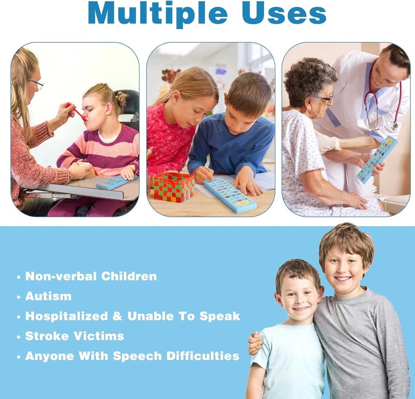 AAC Device for Autism, Non Verbal Communication Tools for Speech Therapy & Stroke Rehab