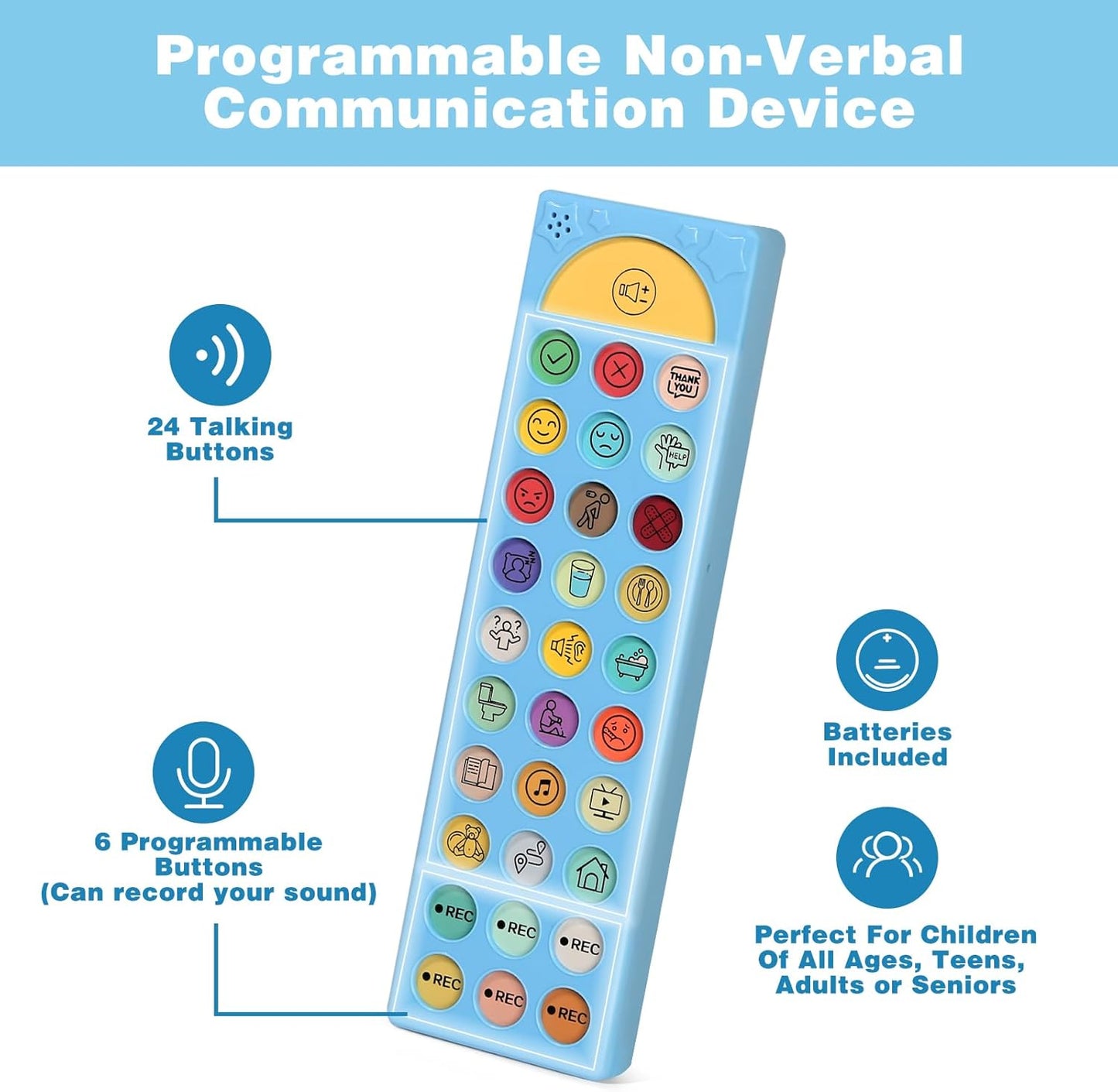 AAC Device for Autism, Non Verbal Communication Tools for Speech Therapy & Stroke Rehab
