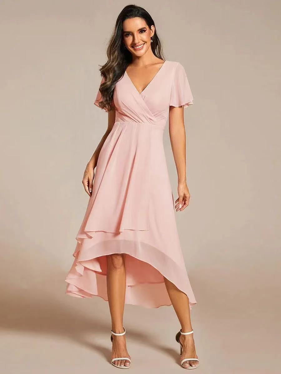 ✨Ruffles Sleeve Pleated V-Neck A-Line Midi Dress (buy two free shipping!!!)
