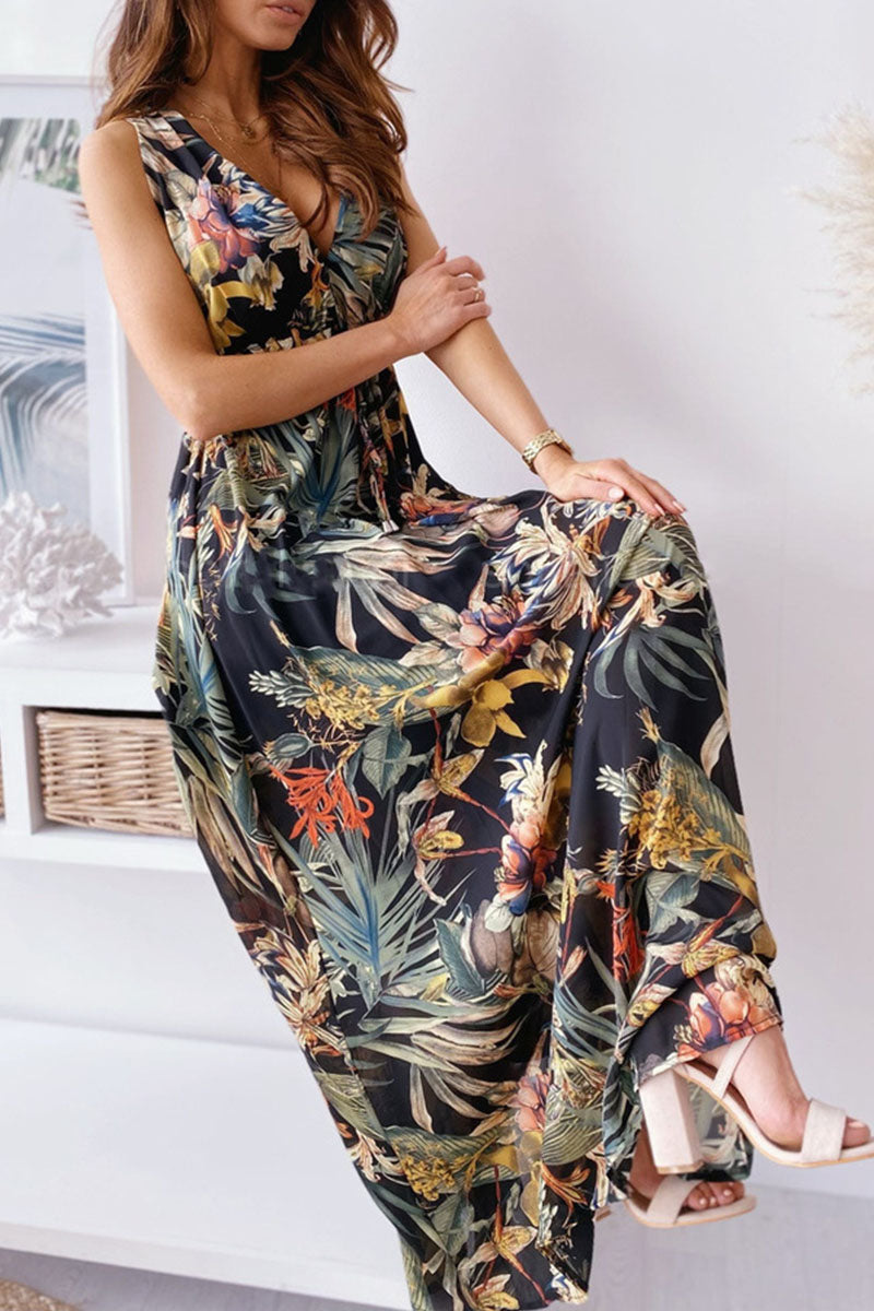 anyfreebie™-Fashion Sweet Print V Neck A Line Dresses